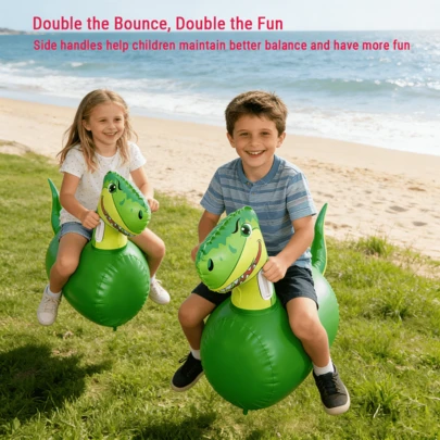 Inflatable Bouncy Dinosaur Toys, Heavy Duty Giant Bouncy Pal, Easy Grip Handles, Ride On Bouncy Animal Hopper Toy, Toddler Outdoor Toys, Dinosaur Toys For Kids 5-7