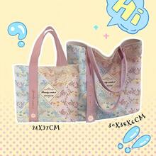 1pc Pink Floral Pattern Handbag, Floral Tote Bag With Pockets, Ditsy Floral Gift Bag, Suitable As Gift For Women, Friends, Bridesmaids, Birthday, Anniversary, Wedding, Back To School - View 4