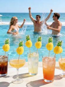 100 que xiên cocktail, xiên trái cây Hawaii, chủ đề nhiệt đới - Chủ đề trái cây nhiệt đới Hawaii, que xiên cocktail hình dứa 3D trang trí bánh cupcake, hoàn hảo cho tiệc sinh nhật, họp mặt gia đình, trưng bày món tráng miệng và các sự kiện theo chủ đề, trang trí bằng dứa. - Nhiều màu - Xem 9