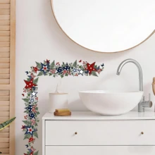 1/2pcs Patriotic Star-Shaped Wreath Wall Sticker For July 4th, Removable Waterproof Vinyl Material, Suitable For Home Kitchen And Living Room Decoration. - Wall Stickers - View 3