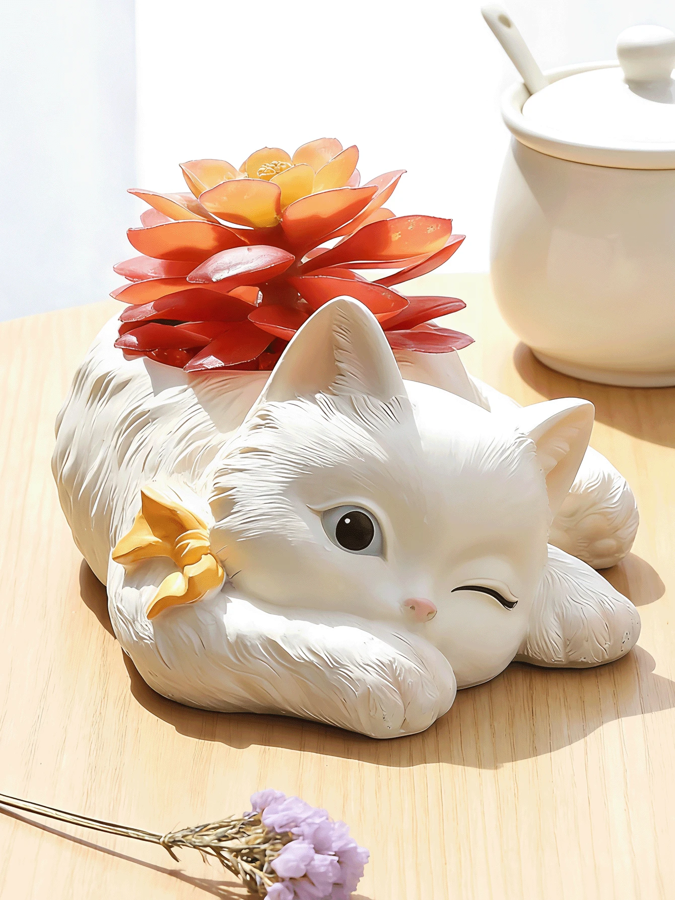 Maceta con forma de gato para interiores/exteriores - Maceta linda para suculentas/cactus, regalo perfecto para amantes de los gatos - Múltiples estilos - Ver 1