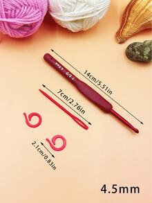4pcs/Set Red Soft Handle Crochet Hook Set, 2.0mm-6.0mm Multi-Size Options, Non-Slip Comfortable Grip Crochet Hooks, Includes Yarn Needles And Stitch Markers, Suitable For DIY Knitting, Crocheting And Repair - Red Soft-handled Crochet Hook Set - View 12