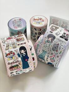 Y2K Style Cute Girl Sticker Roll | Suitable For Scrapbooking, DIY Crafts, Planner Decoration (25cm Continuous Roll, Total Length 210cm) - Multicolor - View 6