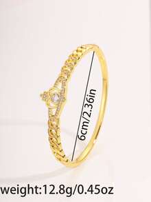 Camhanno 1pc - Commuter Versatile Gold Snake Bone Copper Bracelet, Full Zirconia Inlaid Charm Bracelet, Exquisite Daily Commuter Handpiece - Gold - View 6