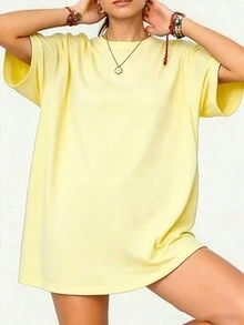 Women's Round Neck Short Sleeve Oversize Fit T-Shirt For Spring/Summer-Unisex Loose - Fit Comfortable Vintage Street - Style Cotton T - Shirt Top-Summer Casual Vintage Cotton Printed T-Shirts For Couples - 黃色 - 查看 16