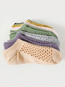 1/5/10 Pairs Women Invisible Socks, Hollow Mesh Low-Cut Ankle Socks, Casual Socks In Multiple Colors, Suitable For Daily Wear, Sneakers, Flats, Loafers - Multicolor - View 4
