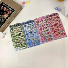 随机可爱3D贴纸，萌趣卡通动物图案，适合作为儿童礼物、毛绒玩具、减压玩具、DIY手机壳装饰，部分款式可能存在色差 - 彩色 - 查看 1