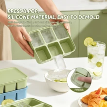 Multi-Color Ice Cube Tray With Lid, 6 Cavity Silicone Ice Mold, Easy Release Ice Cube Maker, Stackable Ice Tray For Freezer, Drinks & Ice Cream - Multicolor - View 5