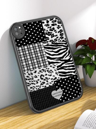 1 chiếc ốp lưng máy tính bảng chống rơi họa tiết kẻ sọc ngựa vằn màu đen, thiết kế dễ thương, tích hợp lớp bảo vệ dày 360 độ chống sốc cho iPad thế hệ thứ 10 10.9 inch, vỏ bảo vệ bằng da di động cho máy tính bảng 10.2 inch.