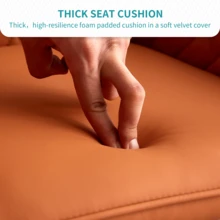 ZOONFA Orange Faux Leather Upholstered High Bar Stool With Armrest & Backrest, Breakfast Kitchen Stool For Counter - Orange Pu - View 6