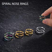1pc 925 Sterling Silver Spiral Double Hoop Nose Ring For Women, Nose Hoop Ear Jewelry, Suitable For Cartilage Piercing, Low Allergy, 6-10mm - Nose Ring - View 7