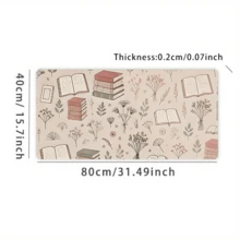 Alfombrilla de ratón grande de alta definición con elemento floral asimétrico - 90 cm x 38 cm, base de goma antideslizante, protector de escritorio, diseño ergonómico para una escritura y uso del ratón cómodos, regalo ideal para fiestas y ocasiones - Libros y flores de color albaricoque - Ver 18