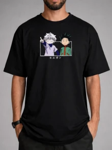 Anime Hunter T-Shirt Unisex 100% Cotton Streetwear Launch Shipping Various Colors!! - 黑色 - 查看 3