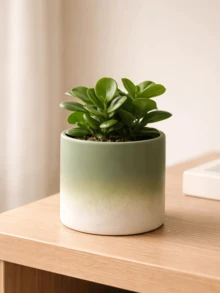 1pc Gradient Green Plant Pots, Indoor Planter Pots For Living Room Balcony Table, Perfect For Plants & Home Decor - Flowerpot - View 6