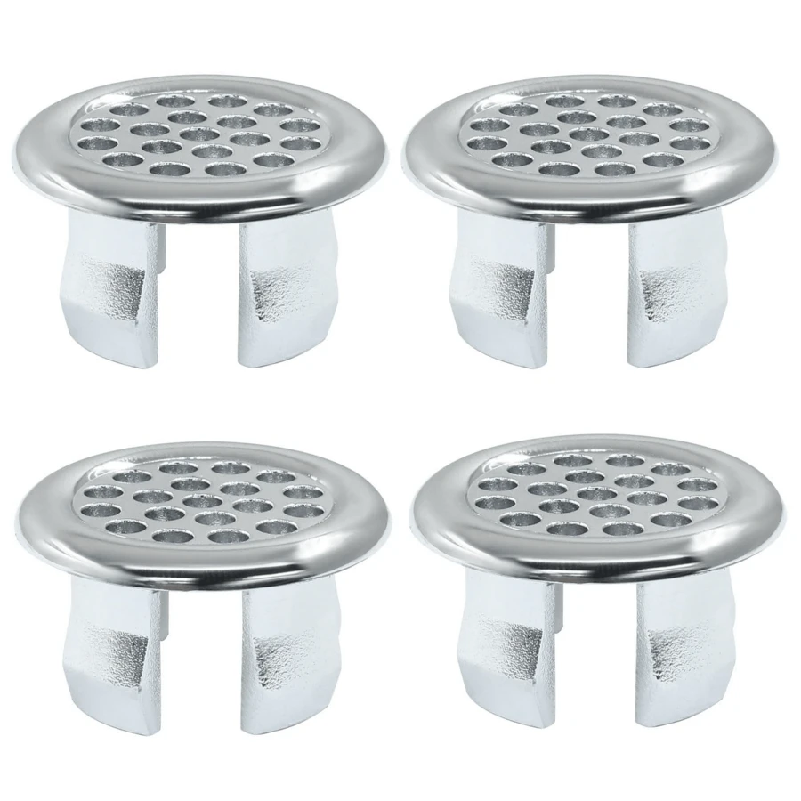 Set Of 4 -Plated Plastic Sink Overflow Cover Rings - , Smooth Design With Perforated Drainage Holes, Easy Installation, Suitable For Kitchen And Bathroom Sinks, Corrosion-Resistant Replacement Parts, Prevents Sink Overflow - Multicolor - View 1