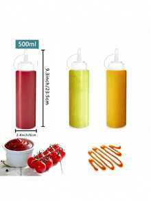1pc 240ml Refillable Squeeze Bottle With Measurement Scale, Kitchen Condiment Bottle, Salad Dressing Squeezer, Sauce Dispenser, Plastic Squeeze Bottle For Cooking, Soy Sauce Bottle, Spice Container, Commercial, Camping, Picnic - Multicolor - View 10