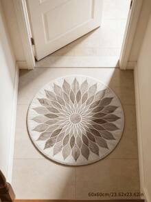 1pc Faux Wool Sunflower Printed Round Decorative Rug/Mat, Machine Washable, Soft & Comfortable, Suitable For Bedroom, Living Room, Study And More Scenarios - Multicolor - View 16