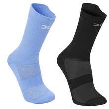 Adult Polyamide Running Socks With 3D Cuff, Breathable, Thermal Comfort, High Performance, Spinning, Cycling - Black + Blue - View 1