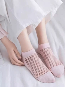 1/5/10 Pairs Women Invisible Socks, Hollow Mesh Low-Cut Ankle Socks, Casual Socks In Multiple Colors, Suitable For Daily Wear, Sneakers, Flats, Loafers - Multicolor - View 7