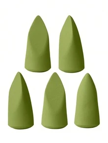 1 pieza/5 piezas/10 piezas Esponja de maquillaje de belleza clásica roja, herramienta de difuminado de maquillaje con forma de ángulo y lágrima sin látex, esponja de maquillaje con tubo redondo marcado en rojo, esponja de maquillaje con forma de lágrima estampada en rojo y triple corte - Rojo - Ver 7