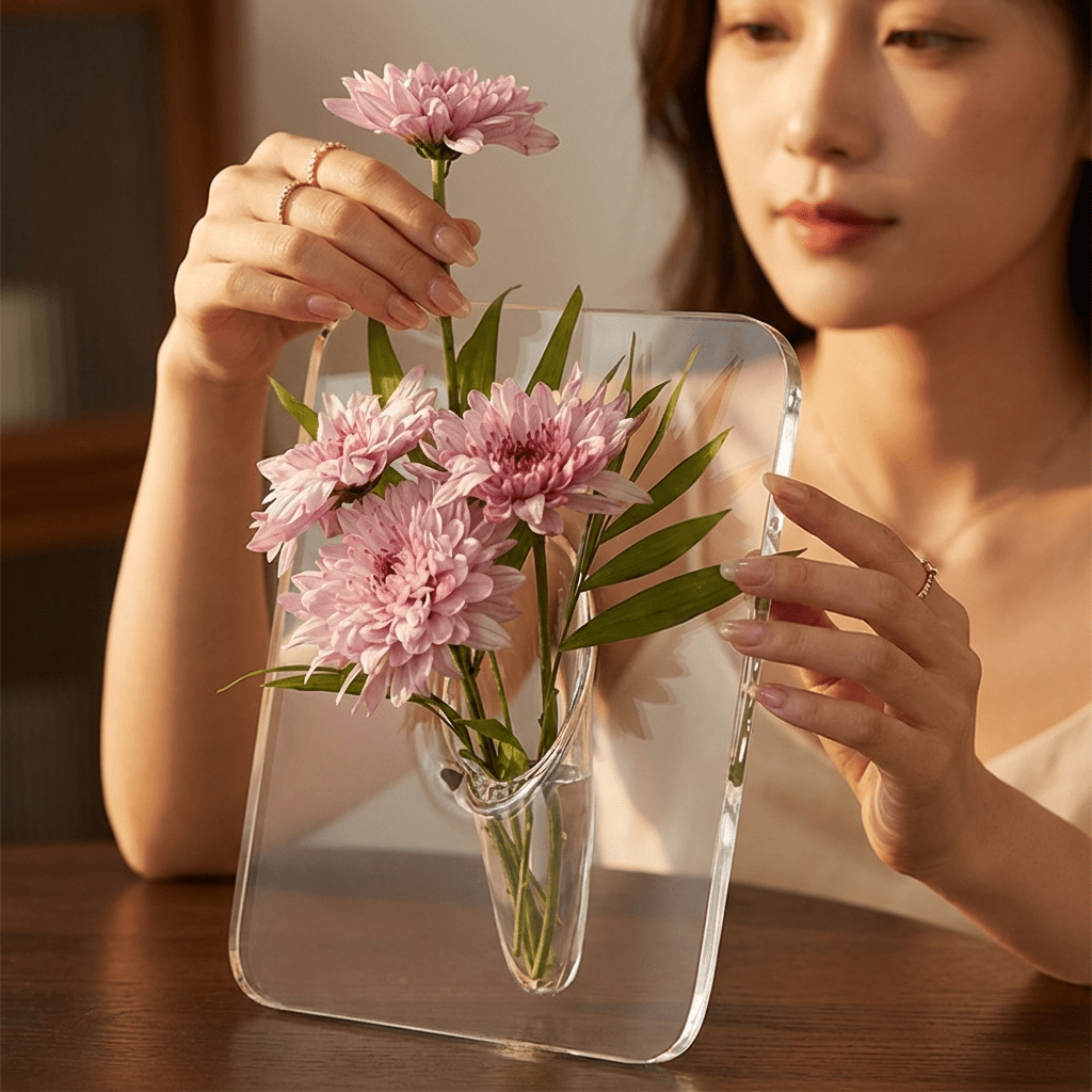 Acrylic Flower Vase Frame - Transparent Acrylic Vase, Modern Art Style, Suitable For Home Decor, Can Also Be Used As Desktop Or Bookshelf Decorative Vase