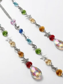 3pcs Crystal Wind Chimes With Planet, Star, Moon And Sun Decor, Home Living Room Decoration, Holiday Gift - Multicolor - View 13