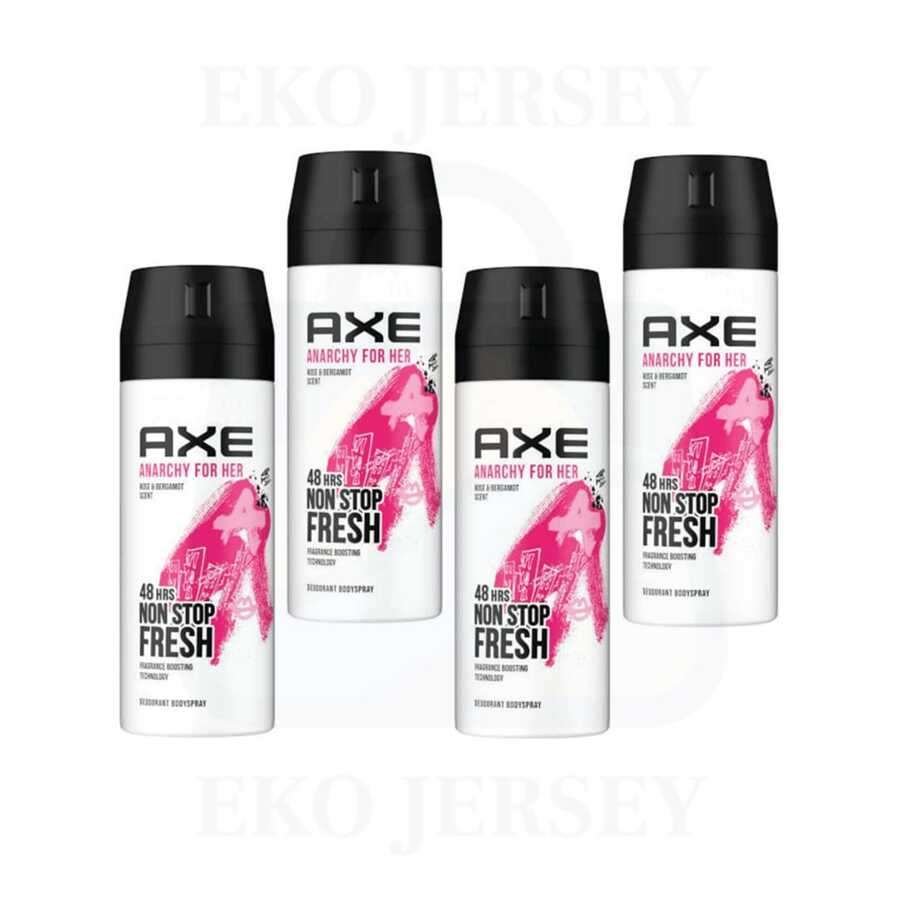 Desodorante corporal en spray AXE Anarchy For Her aroma rosa y bergamota, 150 ml/5.0 oz, paquete de 4 - Múltiples aromas - Ver 1
