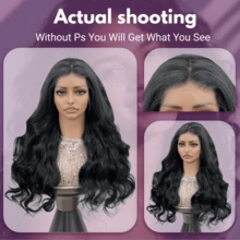 200% Density Black Wig Body Wave Lace Front Wigs 5*5 Lace Closure Wig Pre Plucked Glueless Wig #1B Black Colored Lace Frontal Wig 13x4 HD Transparent Colored Wigs For Women With Baby Hair Christmas Gifts - Natural & Black - View 6