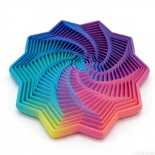 3D打印感官减压玩具，分形六边形减压玩具（带手柄），3D自由造型减压玩具，多色旋转螺旋设计，2026新款星形减压玩具，可伸缩减压玩具，3D打印透气减压玩具，3D变形减压玩具，圣诞节新年派对生日礼物（随机渐变色） - 彩色 - 查看 3