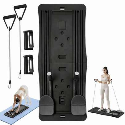 Tabla de Fitness Plegable Multifuncional para Casa,Tabla de Flexiones, Entrenamiento de Cuerpo Completo, Portátil Antideslizante para Abdomen,Brazos,Pecho y Glúteos,Equipo de Gimnasio en Casa para Mujeres y Hombres Negro