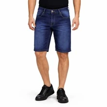 Bermuda Jeans Masculina 2 Tons Premium | Elastano Conforto | Casual Moderna - Lavagem escura - Visão 2
