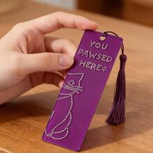 Segnalibro in acrilico con stampa di gatto e cristalli decorati con diamanti, segnalibro creativo con testo e gatto decorati con diamanti, regalo letterario per amanti dei gatti, appassionati di gatti e amanti dei libri, regalo per le vacanze - Taglia unica - Visualizzare 8