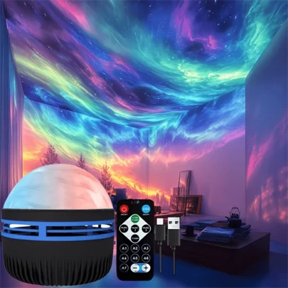 Đèn chiếu cực quang LED, đèn ngủ RGB có điều khiển từ xa, đèn trang trí nhiều màu sắc phù hợp cho phòng ngủ, Giáng sinh, Ngày lễ tình nhân, cắm trại, đám cưới và các dịp khác.