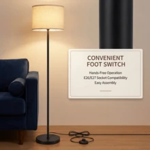 Black Modern Floor Lamps For Living Room, 63" Standing Lamp With Linen Shade, Tall Pole Lamps For Bedroom, Office(Not Include Bulb) - US A Type Plug(110-127V) - View 4