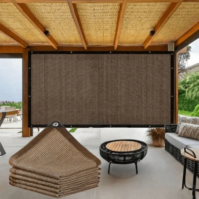 1pc UV-Resistant Coffee-Colored HDPE Sun Shade Canvas, Railing Safety Fence, Garden Fence, Gazebo Sun Shade, Privacy Screen, Outdoor Sun Shade Net, Windproof, Bird-Proof, Insect-Proof, Snow-Proof, Dust-Proof, Suitable For Summer Camping, Outdoor Swimming Pool And Temporary Garage