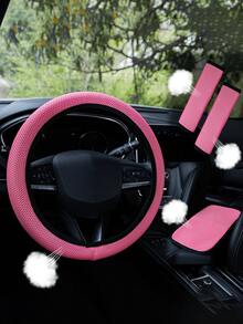 Car Interior Decor Set, Sandwich Ice Silk Breathable Steering Wheel Cover, Seat Belt Shoulder Pad, And Armrest Box Mat, Suitable For Spring, Summer And Autumn, Anti-Slip And Wear-Resistant - Ice Silk - View 14