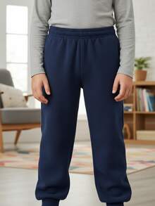 Children's Fleece Pants For Boys And Girls, Winter, Fleece-Lined School Pants, Sizes 1 To 16 - Navy Blue - 海軍陸戰隊. - 查看 1