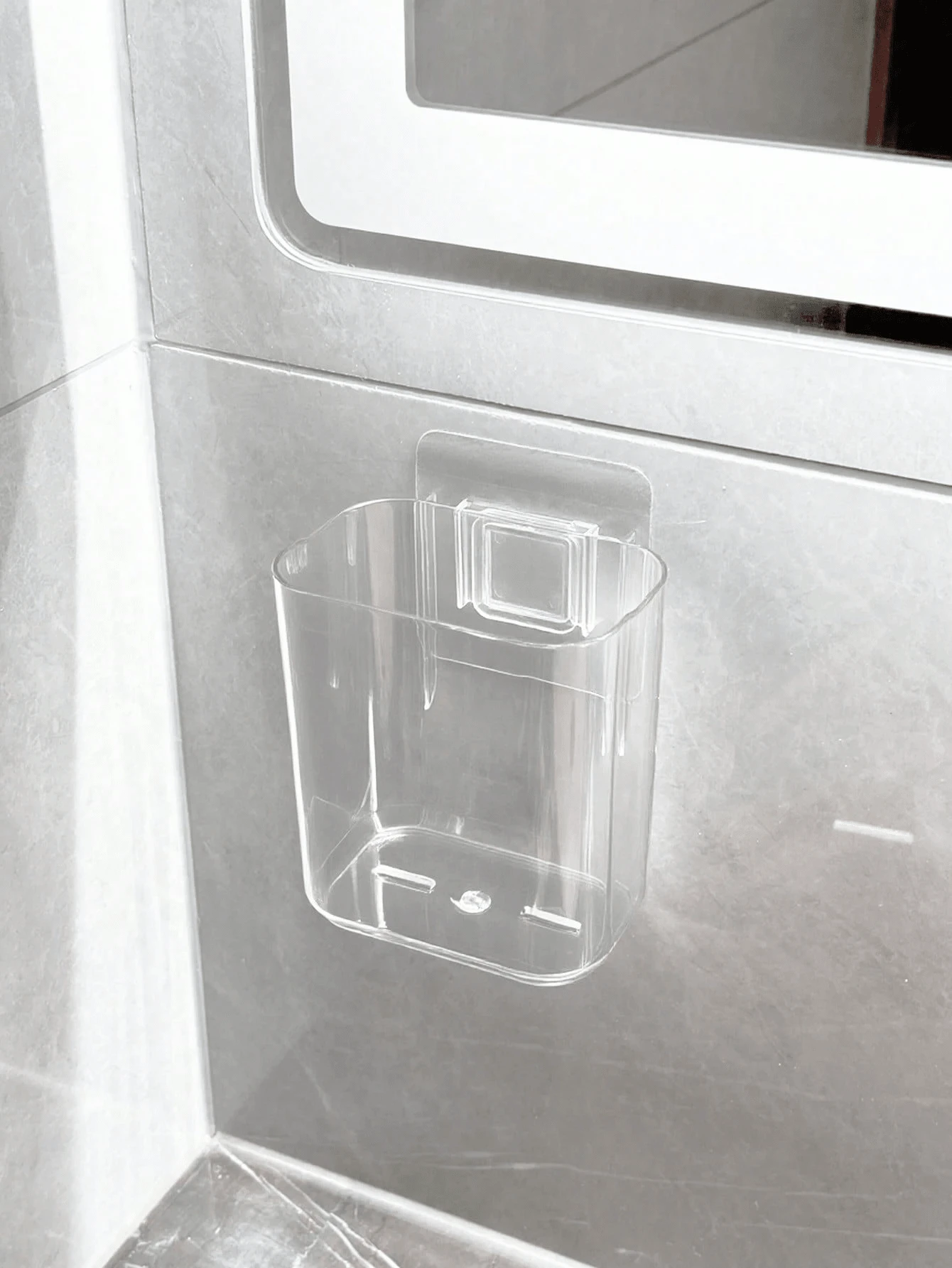 1 pieza Estantería de baño simple, sin necesidad de perforar, soporte para cepillo de dientes, dispensador de pasta de dientes, almacenamiento de baño, adecuado para baño y cocina - Multicolor - Ver 1