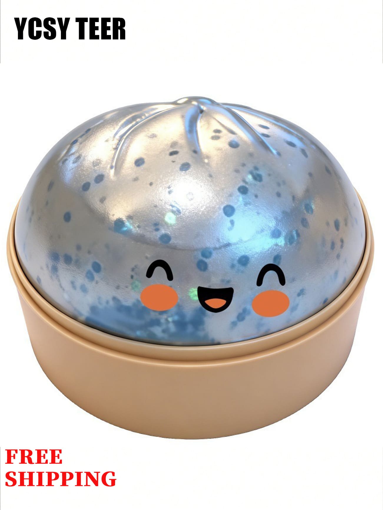 Glitter Cute Dumpling Squishy Toy, Soft Squeeze Stress Relief Fidget Toy, Kawaii Anxiety Relief Sensory Toy For Kids Adults, Easter Christmas Gift - Kim sa màu xanh - Xem 1