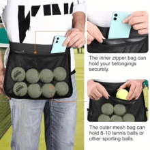 1pc Adjustable Tennis/Pickleball Ball Holder With Strap, Multifunctional Mesh Waist/Hip Pack, Sports Accessory Carrier Bag Fits 8-10 Tennis/Pickleball Balls, Suitable For Cycling - Green - View 4