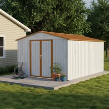 10x12 Ft Metal Garden Sheds Outdoor Storage Sheds White+Yellow - 白色 + 金屬1 - 查看 2