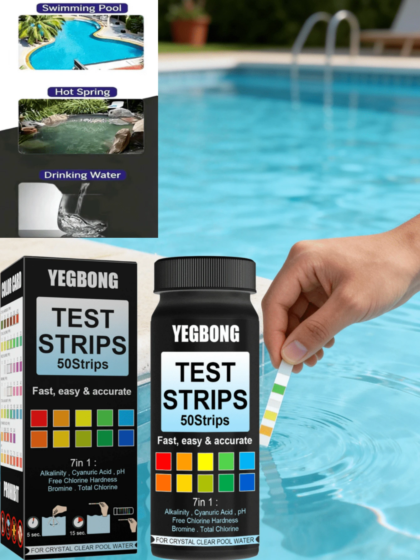 HOZONEX 1 Caja/50 Tiras. Estas tiras de prueba de pH para piscina detectan con precisión las anomalías de la calidad del agua y hacen que las pruebas sean sencillas. Son fáciles de usar tanto para los administradores de piscinas como para los propietarios de piscinas domésticas, proporcionando una solución integral para las necesidades de prueba de calidad del agua - Tiras reactivas para medir el pH de la piscina - Ver 1