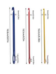 [3pcs/Set]Hollow Crochet Hook, Dual-Purpose, One End For Crochet, One End With Large Hole For Cable Management. Aluminum Alloy Body, Polished Smooth And Rust-Proof, Sturdy And Not Easily Bent, Suitable For Knitting Dolls, Bags, Blankets And Other Textiles - Crochet Hook With Eye - View 1