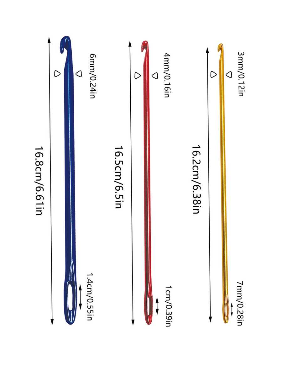 [3pcs/Set]Hollow Crochet Hook, Dual-Purpose, One End For Crochet, One End With Large Hole For Cable Management. Aluminum Alloy Body, Polished Smooth And Rust-Proof, Sturdy And Not Easily Bent, Suitable For Knitting Dolls, Bags, Blankets And Other Textiles - Crochet Hook With Eye - View 1