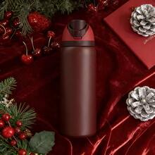 Botella térmica 0waala Black Cherry - 32 oz, acero inoxidable, tapa abatible con una sola mano, estilo minimalista - conserva la temperatura (frío/calor), perfecta para acampar, la escuela, los deportes y como regalo para Navidad o San Valentín. - Rojo - Ver 3