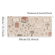 Alfombrilla de ratón grande de alta definición con elemento floral asimétrico - 90 cm x 38 cm, base de goma antideslizante, protector de escritorio, diseño ergonómico para una escritura y uso del ratón cómodos, regalo ideal para fiestas y ocasiones - Libros y flores de color albaricoque - Ver 17