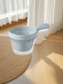 1 pièce Panier de drainage à double couche avec poignée, bleu, outil de lavage de fruits et légumes, passoire à riz de cuisine, bassin de filtrage multifonctionnel, organisateur de rangement de cuisine - Multicolore - Voir 7