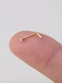 5 chiếc khuyên mũi hình chữ L bằng vàng đính đá Zirconia trắng. - Vàng - Xem 2
