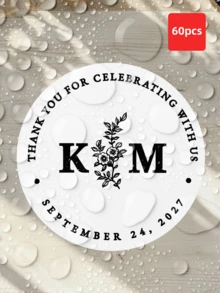1-120Pcs Custom Wedding Stickers: Featuring Personalized Designs And Round Custom Labels, These Stickers Allow You To Freely Edit Next To Your Liking. Boasting Waterproof And Oil-Resistant Properties, They Are Available In A Variety Of Sizes. - Multicolor - View 36