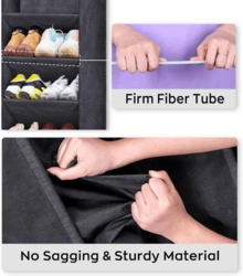 Over The Door Shoe Organizer For Closet With Large Deep Pockets, Narrow Shoe Rack For Door Hanging Boots Storage, Black, Black Over The Door 8 Large Pocket Hanging Shoe Organizer Rack For Wall, Dorm And Narrow Door Shoe Storage - Black - View 4